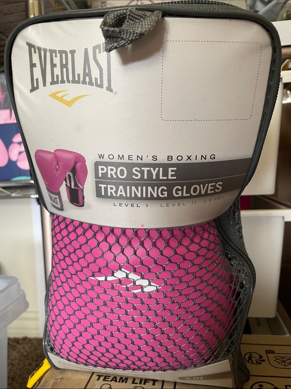Everlast Pink Women's Pro Style Training Gloves with Gray Trim